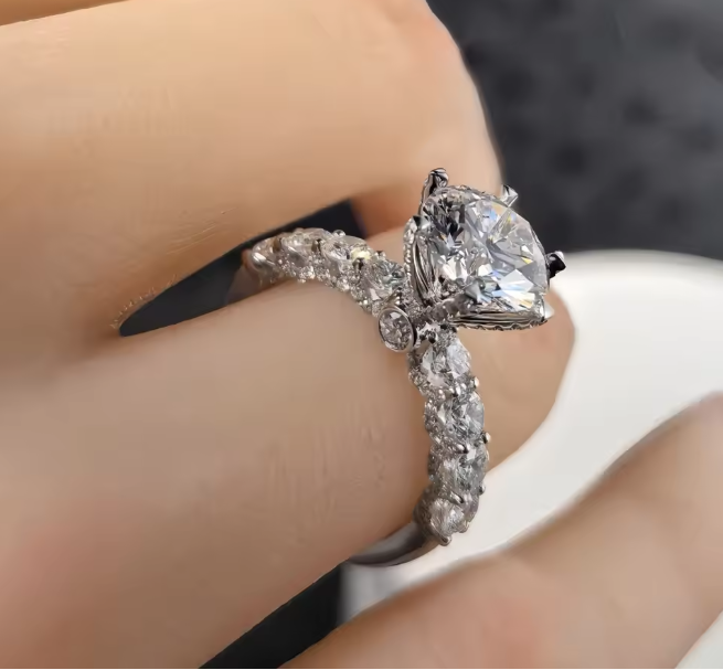 GRA Moissanite Silver Ring