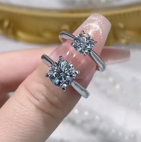 Moissanite Oval Ring Silver