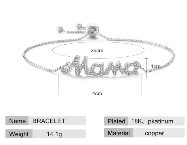 ZAKOL Mom Letter CZ Bracelet