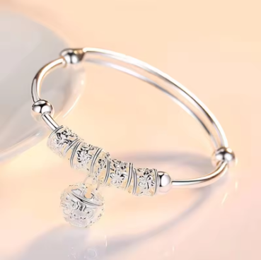 Sterling Silver Hollow Bells Bangle