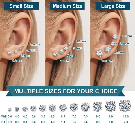 TY Moissanite Stud Earrings Silver