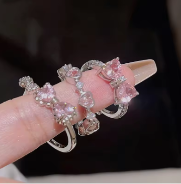 2PCS Fairy Crown Crystal Ring Set