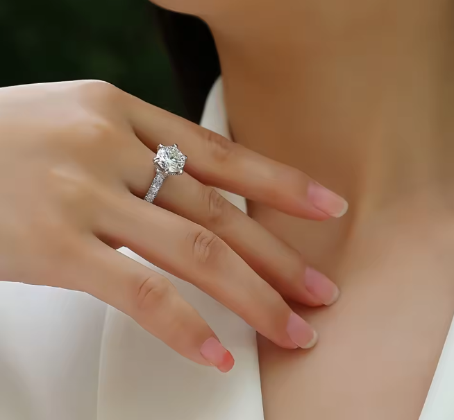 GRA Moissanite Silver Ring