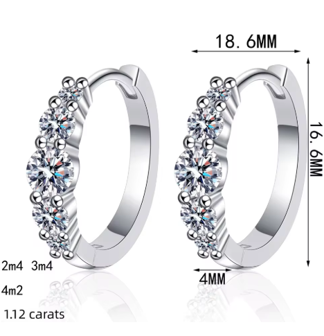 Moissanite Stud Earrings Silver