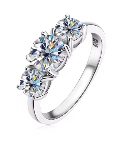 TriStone Silver Ring