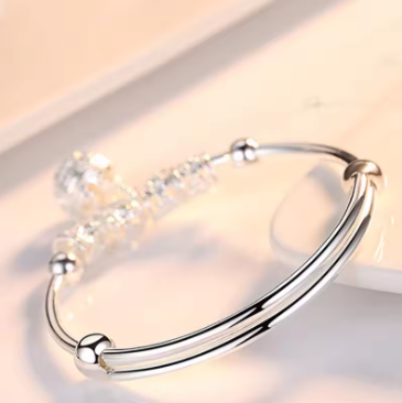 Sterling Silver Hollow Bells Bangle