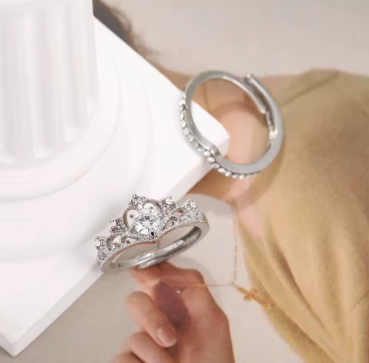 2PCS Fairy Crown Crystal Ring Set
