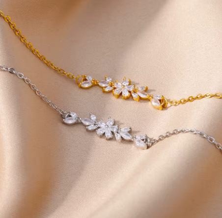 Gold Zircon Flower Bracelet
