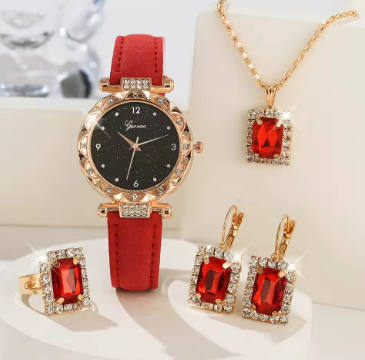 Luxury Rhinestone 5-Piece Watch Set