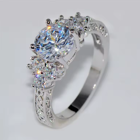 Exquisite Silver Zircon Ring