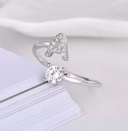 Initials Zirconia Adjustable Ring