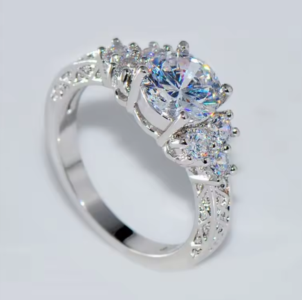 Exquisite Silver Zircon Ring