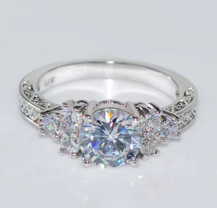 Exquisite Silver Zircon Ring