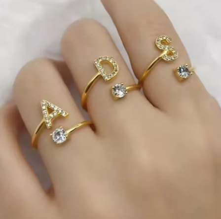 Initials Zirconia Adjustable Ring