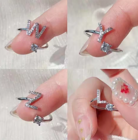Initials Zirconia Adjustable Ring