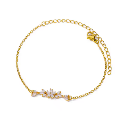 Gold Zircon Flower Bracelet