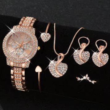 Luxury Crystal Watch & Bracelet Set