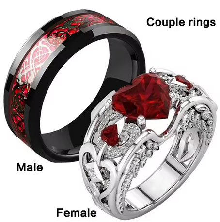 omantic heart shaped ruby women's rings