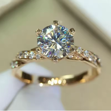 Huitan Gold CZ Engagement Ring