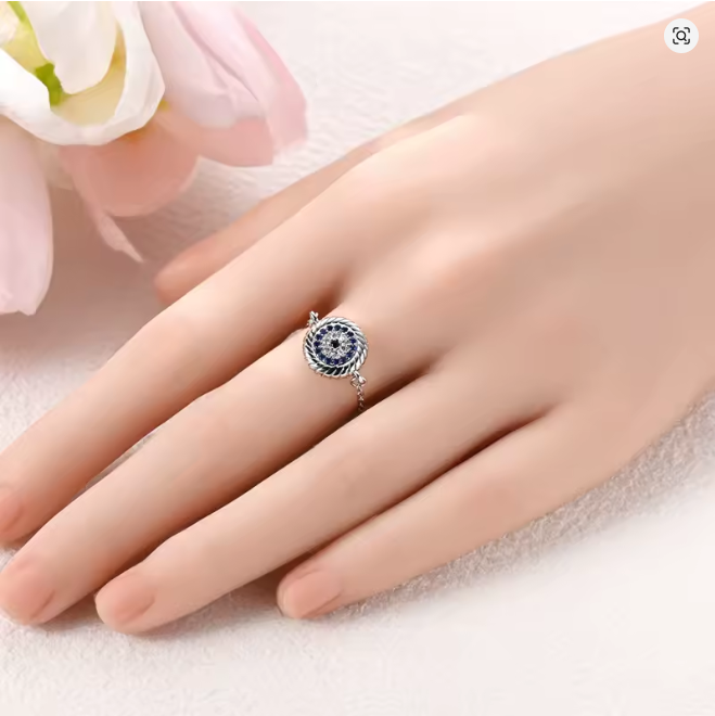 Sterling Silver Bow Sun & Moon Ring