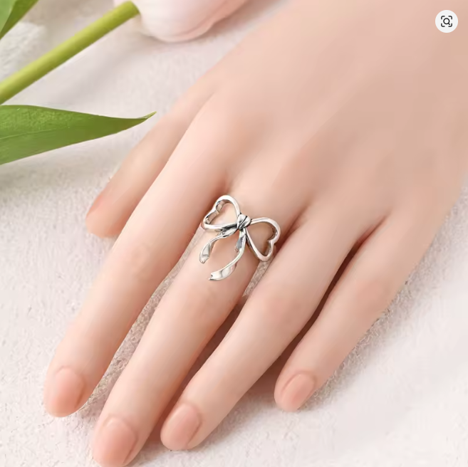 Sterling Silver Bow Sun & Moon Ring