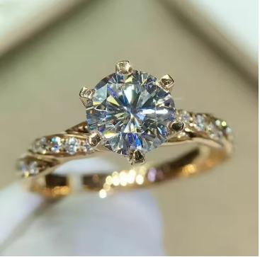 Huitan Gold CZ Engagement Ring