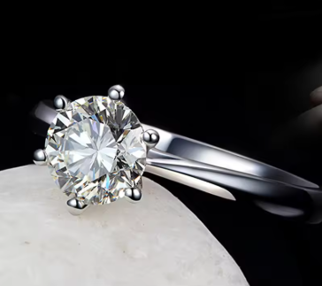 S925 Sterling Silver Crystal Engagement Ring