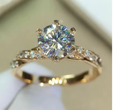 Huitan Gold CZ Engagement Ring