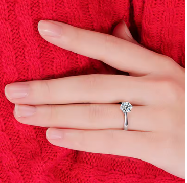 S925 Sterling Silver Crystal Engagement Ring